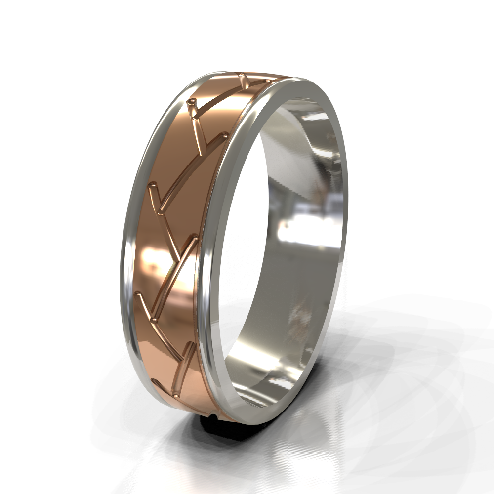 9ct White Gold 6.0mm Multi-Tone Band