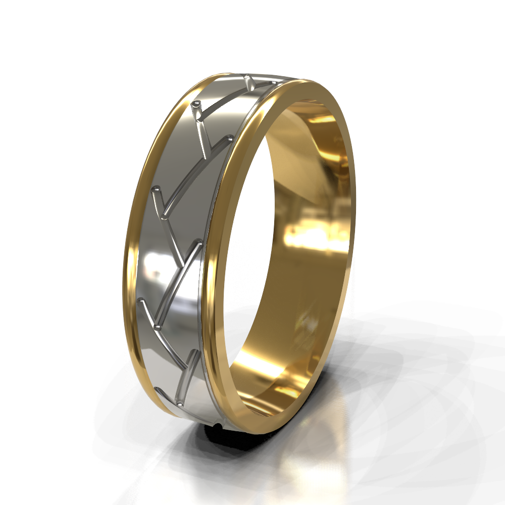 9ct Yellow Gold 7.0mm Multi-Tone Band