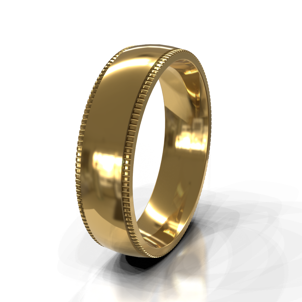 9ct Yellow Gold 6.0mm Single Tone Band