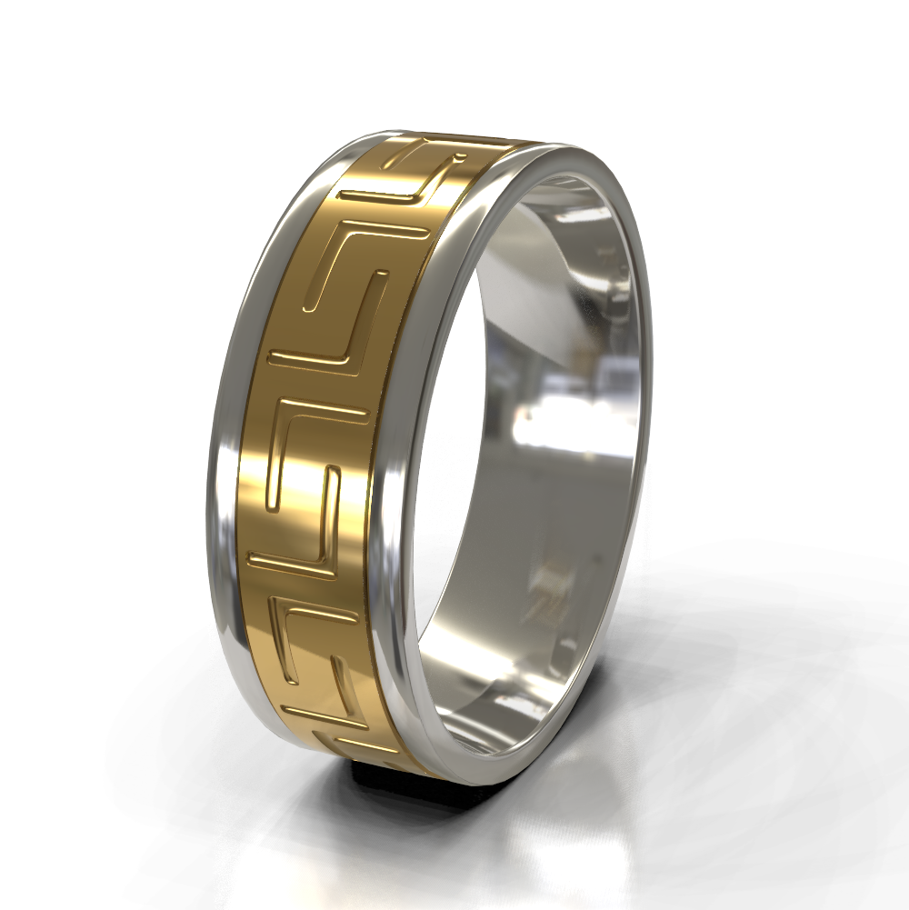 9ct White Gold 7.0mm Multi-Tone Band