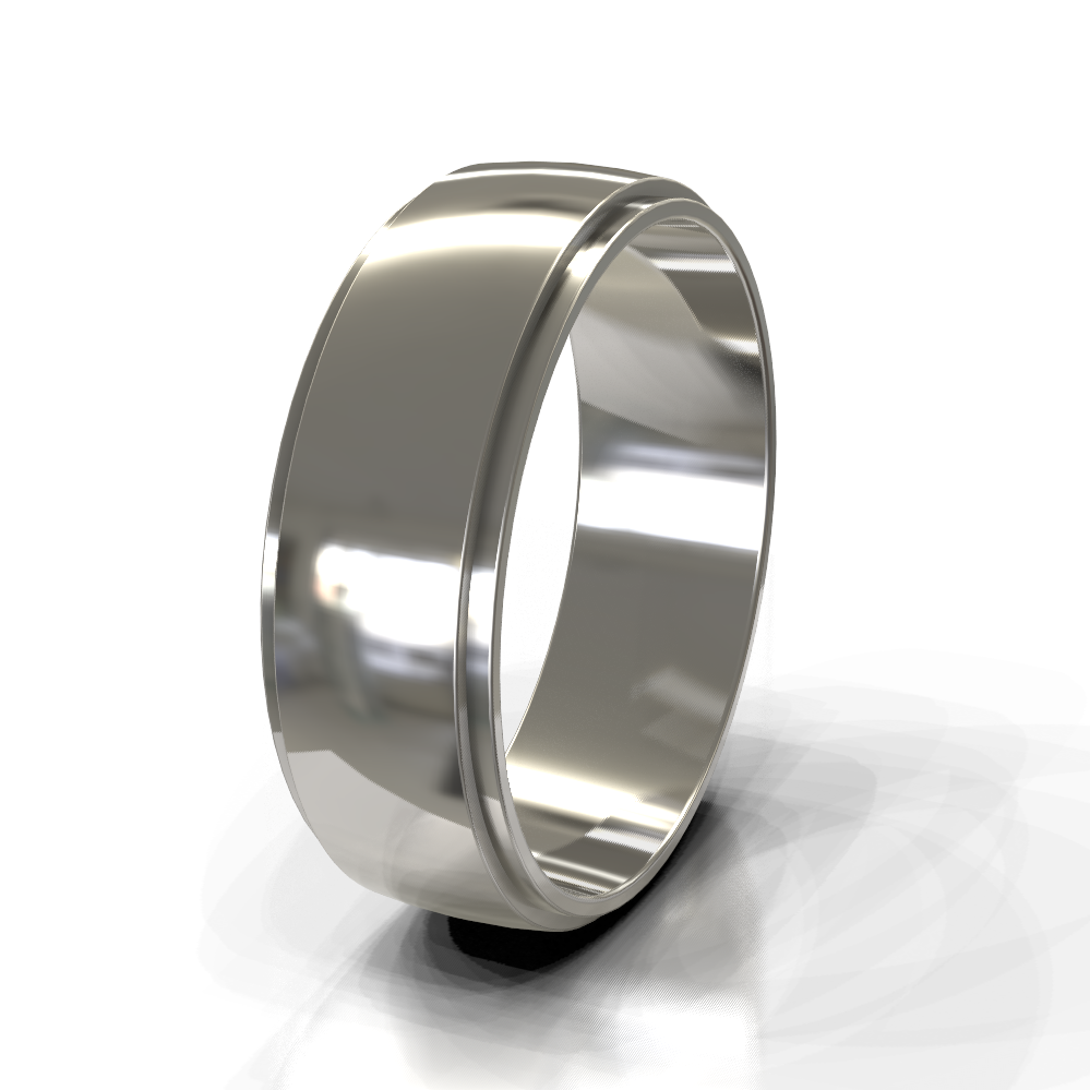 9ct White Gold 7.0mm Single Tone Band