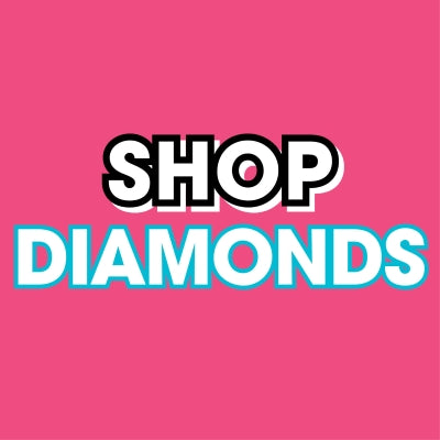 Text 'SHOP DIAMONDS' on a pink background