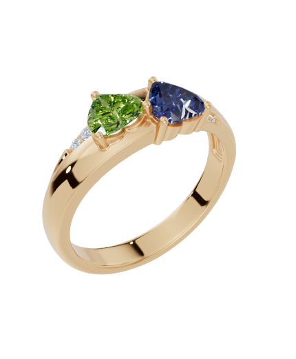 Personalised 2 Heart Birthstones Cubic Zirconia Ring