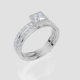 18ct White Gold Princess Cut 0.82 Carat tw of Lab-Grown Diamonds Ring and 18ct White Gold 0.35 Carat tw of Lab-Grown  Diamonds Band