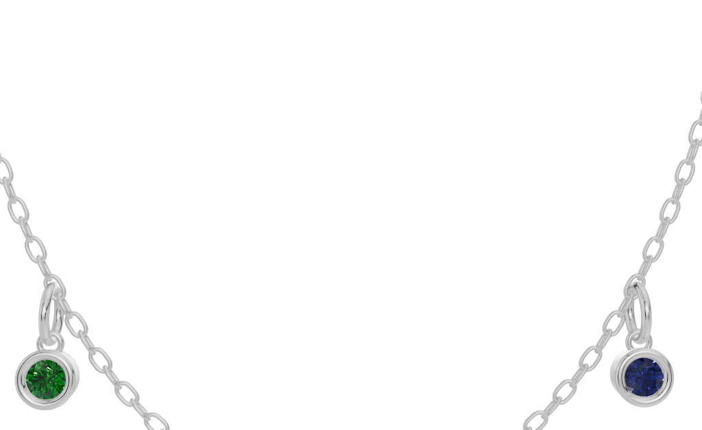 Personalised 3 Birthstones 45CM Necklace