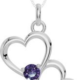 Personalised 2 Birthstones Double Heart Pendant