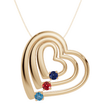 Personalised 3 Birthstones Multi Layered Heart Pendant