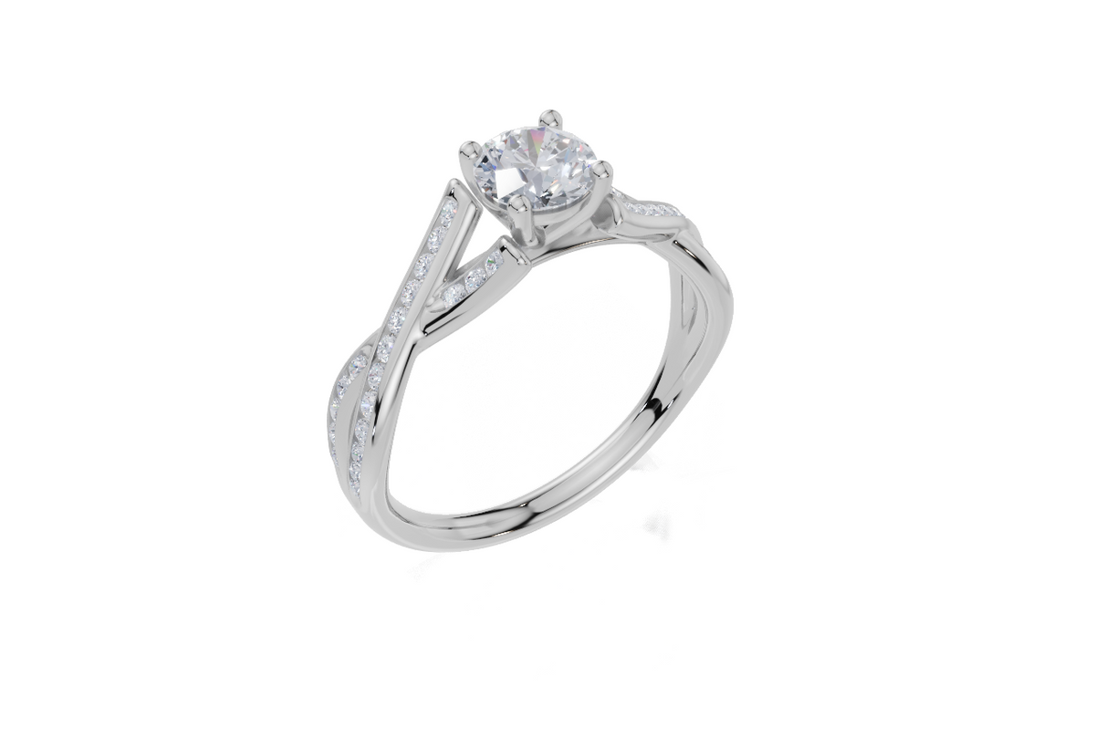 9ct White Gold Round Cut 0.74 Carat tw of  Diamonds Ring
