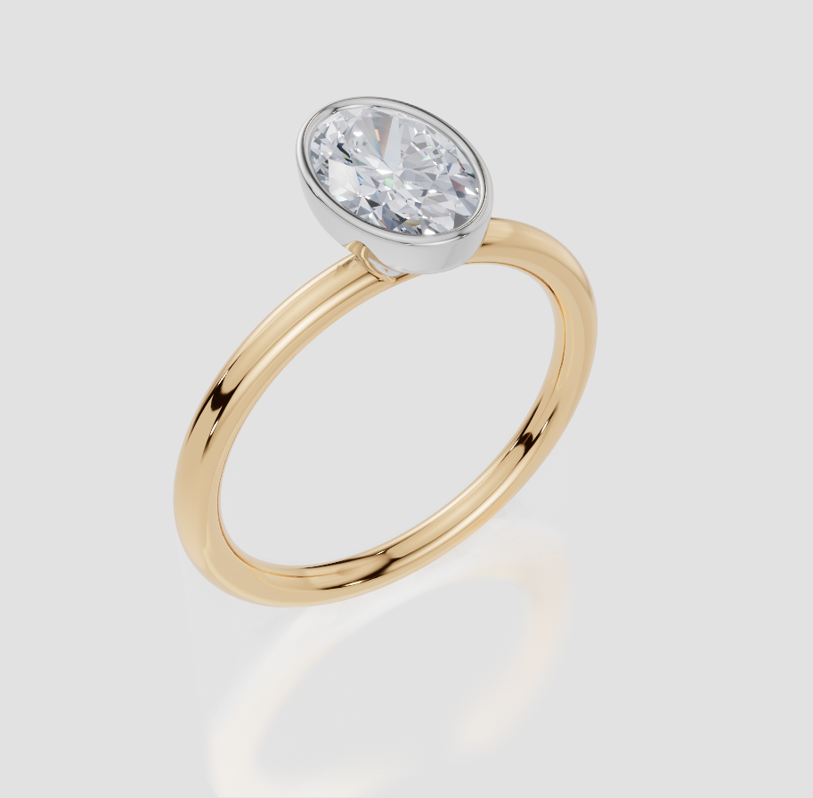 9ct Yellow Gold Oval Cut 1.00 Carat of Lab-Grown Diamond Ring