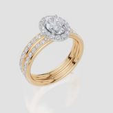 18ct Yellow Gold Oval Cut 1.23 Carat tw of  Diamonds Ring and 18ct Yellow Gold 0.35 Carat tw of   Diamonds Band