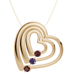 Personalised 3 Birthstones Multi Layered Heart Pendant