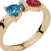 Personalised 2 Heart Birthstones Cubic Zirconia Ring