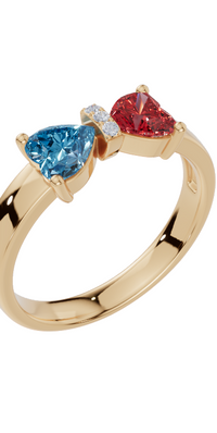 Personalised 2 Heart Birthstones Cubic Zirconia Ring