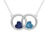 Personalised 2 Birthstones 45CM Double Circle Necklace