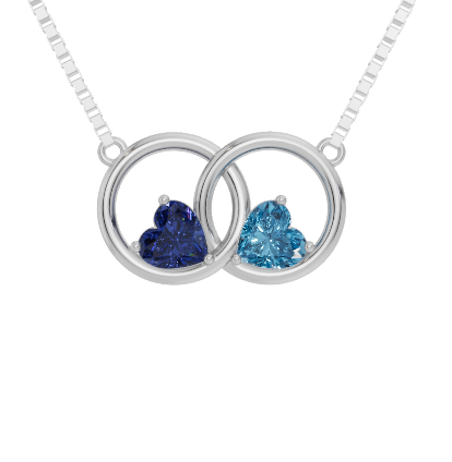 Personalised 2 Birthstones 45CM Double Circle Necklace