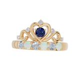 Personalised Crown 7 Birthstones Set Ring