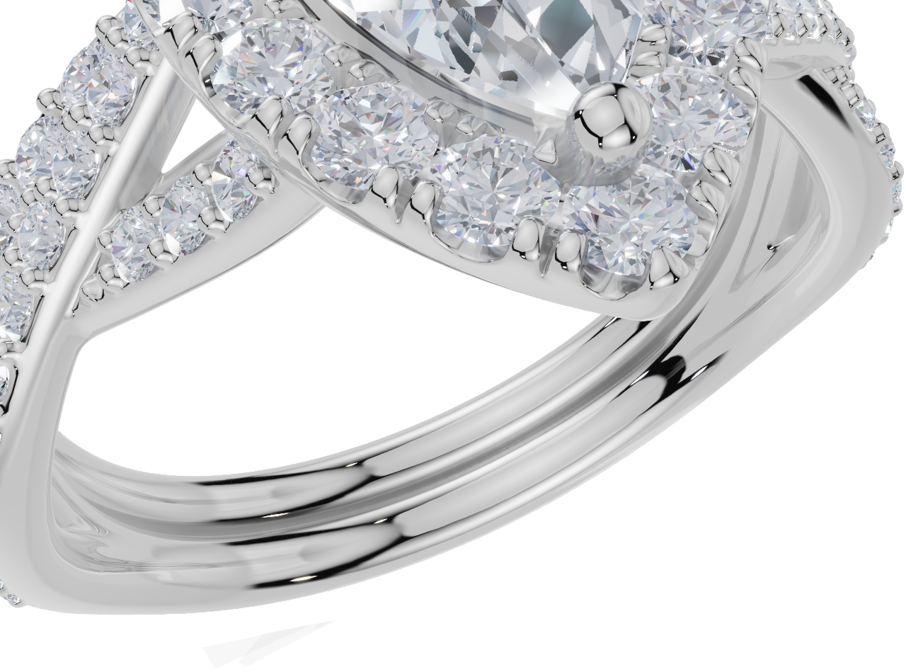 9ct White Gold Pear Cut 1.61 Carat tw of Lab-Grown Diamonds Ring and 9ct White Gold 0.28 Carat tw of Lab-Grown  Diamonds Band