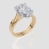 9ct Yellow Gold Oval Cut 4.00 Carat of Lab-Grown  Diamond Ring and 9ct Yellow Gold Lab-Grown Band