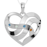 Personalised 4 Birthstones Heart Pendant