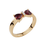 Personalised 2 Heart Birthstones Cubic Zirconia Ring