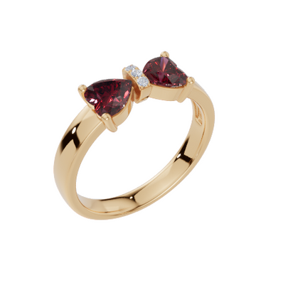 Personalised 2 Heart Birthstones Cubic Zirconia Ring
