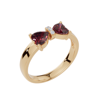 Personalised 2 Heart Birthstones Cubic Zirconia Ring