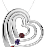 Personalised 3 Birthstones Multi Layered Heart Pendant