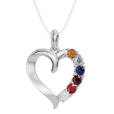 Personalised 6 Birthstone Heart Pendant
