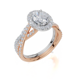 9ct Rose Gold Oval Cut 1.54 Carat tw of Lab-Grown Diamonds Ring and 9ct White Gold 0.29 Carat tw of Lab-Grown  Diamonds Band
