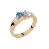 Personalised 2 Heart Birthstones Cubic Zirconia Ring