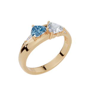 Personalised 2 Heart Birthstones Cubic Zirconia Ring