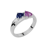 Personalised 2 Heart Birthstones Cubic Zirconia Ring
