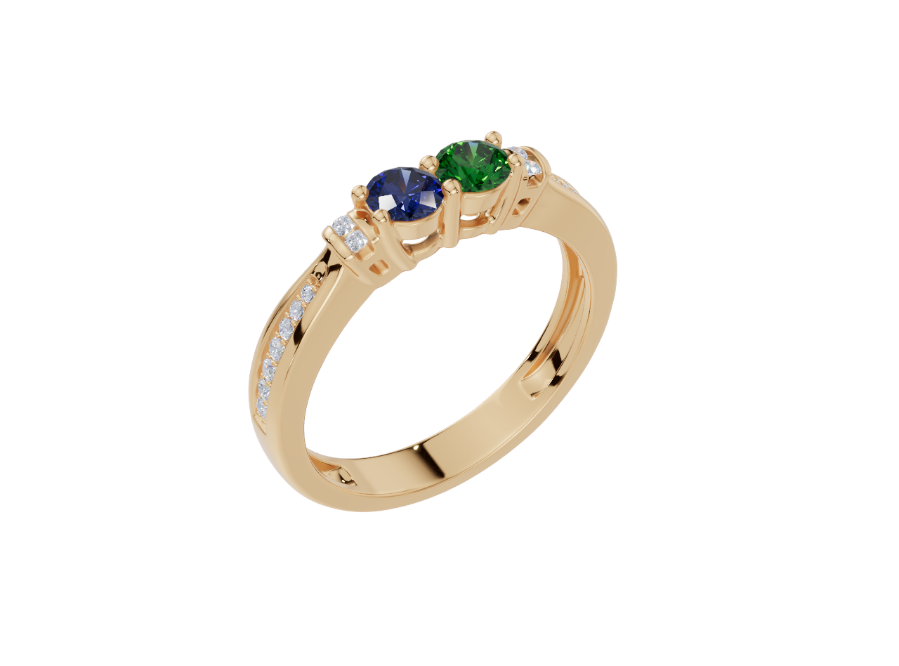 Personalised 2 Birthstones Ring