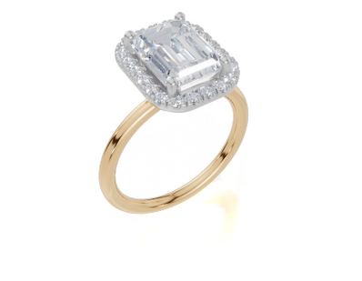9ct Yellow Gold Emerald Cut 3.33 Carat tw of  Diamonds Ring