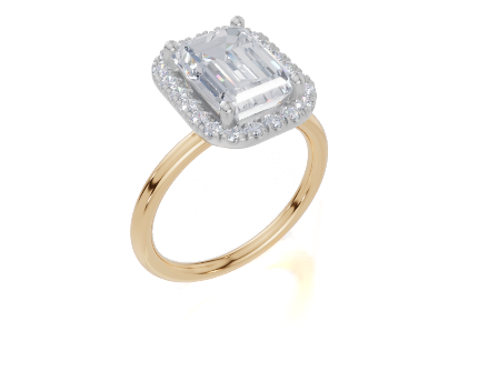 9ct Yellow Gold Emerald Cut 3.33 Carat tw of  Diamonds Ring