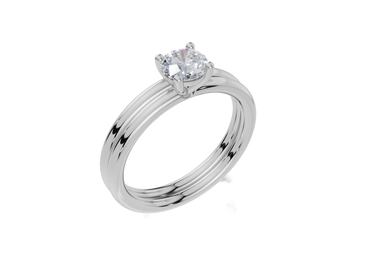 18ct White Gold Round Cut 0.50 Carat of   Diamond Ring and 18ct White Gold  Band