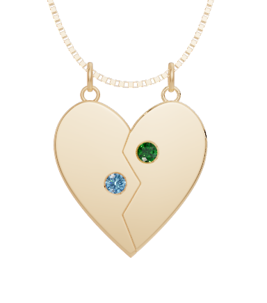 Personalised 2 Birthstones Break Pendant