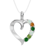 Personalised 6 Birthstone Heart Pendant