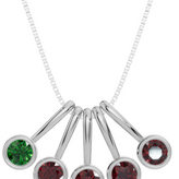 Personalised 5 Birthstones Pendant Set