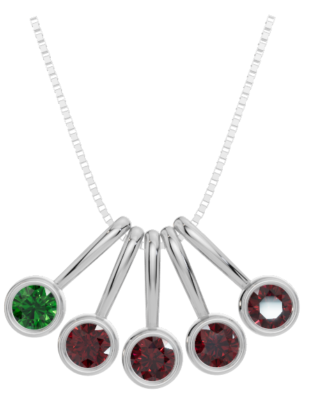Personalised 5 Birthstones Pendant Set