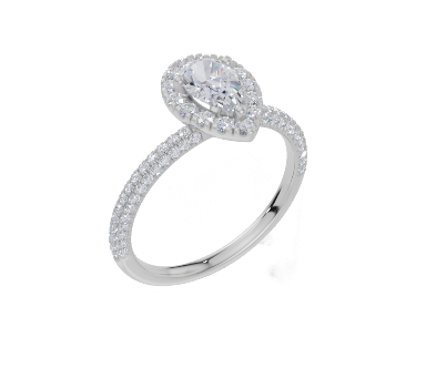 9ct White Gold Pear Cut 0.99 Carat tw of  Diamonds Ring