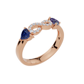 Personalised 2 Heart Birthstones Cubic Zirconia Infinity Ring