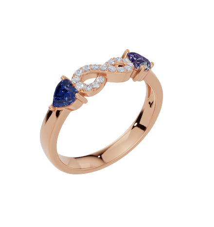Personalised 2 Heart Birthstones Cubic Zirconia Infinity Ring