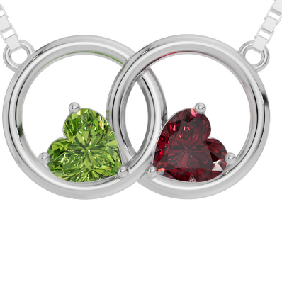 Personalised 2 Birthstones 45CM Double Circle Necklace