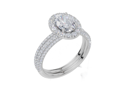 18ct White Gold Oval Cut 1.56 Carat tw of  Diamonds Ring and 18ct White Gold 0.36 Carat tw of   Diamonds Band