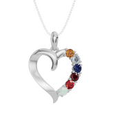 Personalised 6 Birthstone Heart Pendant