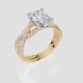 18ct Yellow Gold Oval Cut 2.30 Carat tw of Lab-Grown Diamonds Ring and 18ct Yellow Gold 0.28 Carat tw of Lab-Grown  Diamonds Band