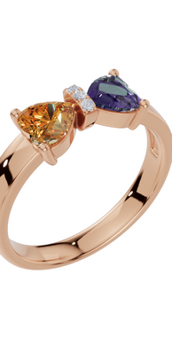 Personalised 2 Heart Birthstones Cubic Zirconia Ring