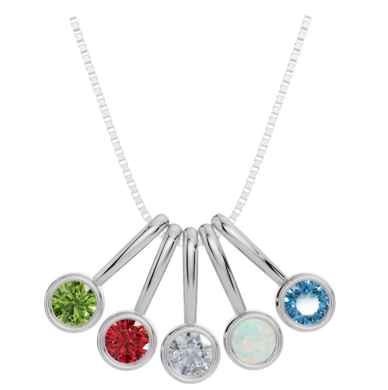 Personalised 5 Birthstones Pendant Set