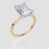9ct Yellow Gold Emerald Cut 3.10 Carat tw of  Diamonds Ring